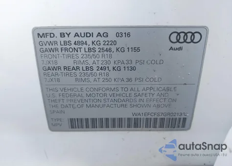 2016 Audi Q3 2.0T Premium Plus from USA, damaged, VIN WA1EFCFS7GR021362